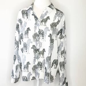 ASOS Design button front shirt Zebra 10 Black White